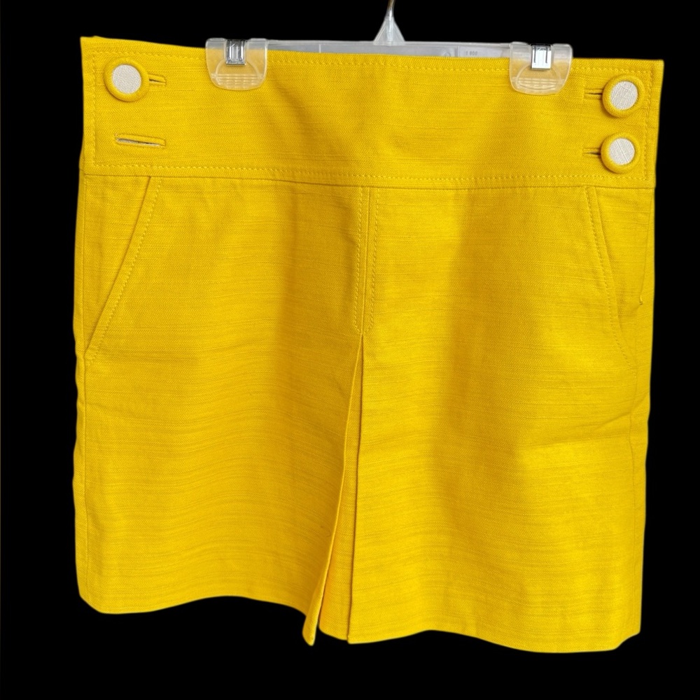 J Crew Linen Blend Yellow Button-Detail Women's Skirt